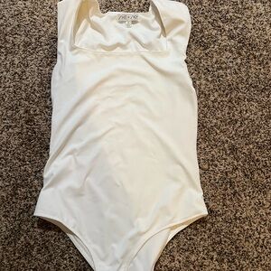 She + Sky White Sleeveless Bodysuit